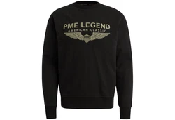 PME LEGEND Strickpullover CREWNECK SOFT TERRY WITH LOGO Rot/Schwarz/Dunkelgrün