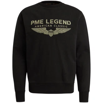 PME LEGEND Strickpullover CREWNECK SOFT TERRY WITH LOGO Rot/Schwarz/Dunkelgrün