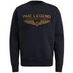 PME LEGEND Strickpullover CREWNECK SOFT TERRY WITH LOGO Dunkelblau/Hellblau/Rot
