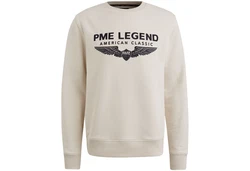 PME LEGEND Strickpullover CREWNECK SOFT TERRY WITH LOGO Beige/Khaki/Braun