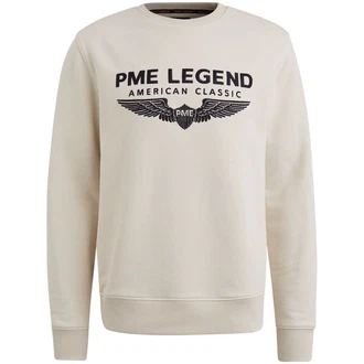 PME LEGEND Strickpullover CREWNECK SOFT TERRY WITH LOGO Beige/Khaki/Braun