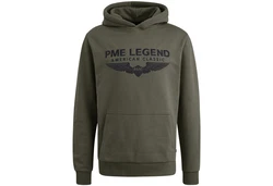 PME LEGEND Kapuzenpullover HOODED SOFT TERRY WITH LOGO Dunkelgrün/Grün