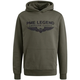 PME LEGEND Kapuzenpullover HOODED SOFT TERRY WITH LOGO Dunkelgrün/Grün