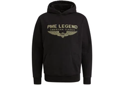 PME LEGEND Kapuzenpullover HOODED SOFT TERRY WITH LOGO Dunkelgrün/Gelb/Orange/Schwarz