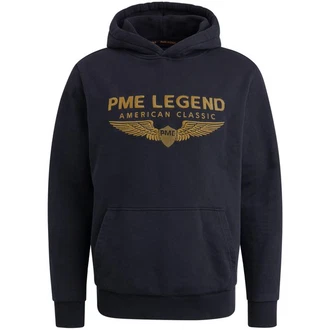 PME LEGEND Kapuzenpullover HOODED SOFT TERRY WITH LOGO Dunkelblau