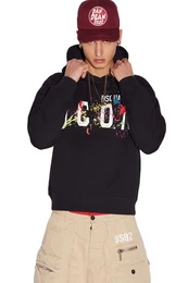 Rundhalspullover Icon Splash Hoodie Schwarz Herren