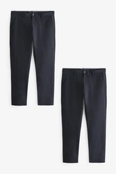 Next Chinohose Slim Fit Chinohose (2-tlg) Dunkelblau/Dunkelgrau/Blau