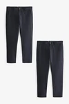 Next Chinohose Slim Fit Chinohose (2-tlg) Dunkelblau/Dunkelgrau/Blau