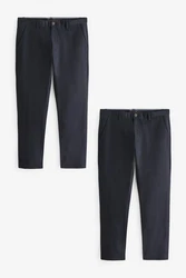 Next Chinohose Slim Fit Chinohose (2-tlg) Dunkelblau/Dunkelgrau/Blau