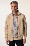 Boston Park Fleecejacke Sweatjacke Rippsweat Stehkragen Beige/Braun/Khaki