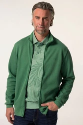 Boston Park Fleecejacke Sweatjacke Rippsweat Stehkragen Grün/Dunkelgrün