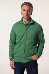 Boston Park Fleecejacke Sweatjacke Rippsweat Stehkragen Grün/Dunkelgrün