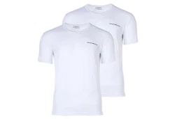 Emporio Armani Herren T-Shirt 2er Pack CORE LOGOBAND V-Neck Schwarz