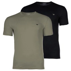 Emporio Armani Herren T-Shirt 2er Pack ENDURANCE Rundhals Regular Fit Schwarz/Grün