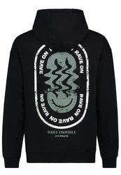 SUBLEVEL Hoodie mit Smileys Schwarz/Dunkelblau