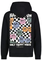 SUBLEVEL Hoodie mit Smileys Schwarz/Lila