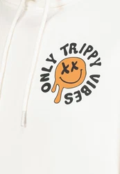 SUBLEVEL Hoodie mit Smileys Creme/Weiß/Orange