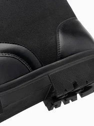 OMBRE Herren-Trapperstiefel Schnürboots Schwarz