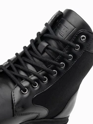 OMBRE Herren-Trapperstiefel Schnürboots Schwarz