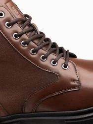 OMBRE Herren-Trapperstiefel Schnürboots Dunkelbraun/Braun