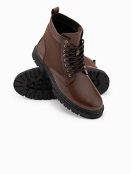 OMBRE Herren-Trapperstiefel Schnürboots Dunkelbraun/Braun