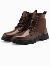 Herren-Trapperstiefel mit hohem Schaft aus kombinierten Materialien Schnrboots