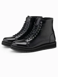 OMBRE Hohe Herren-Boots Schnürboots Schwarz