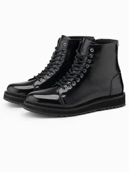 OMBRE Hohe Herren-Boots Schnürboots Schwarz