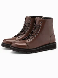 Hohe Herren-Boots aus glnzendem ko-Leder Schnrboots