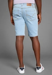 Arizona Jeansshorts gerader Schnitt niedrige Leibhöhe Hellblau