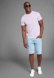 Arizona Jeansshorts gerader Schnitt niedrige Leibhöhe Hellblau