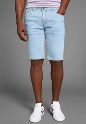Arizona Jeansshorts gerader Schnitt niedrige Leibhöhe Hellblau