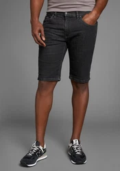 Arizona Jeansshorts gerader Schnitt niedrige Leibhöhe Dunkelgrau/Grau/Schwarz