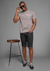 Arizona Jeansshorts gerader Schnitt niedrige Leibhöhe Dunkelgrau/Grau/Schwarz