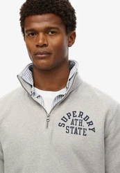 Superdry Sweatshirt ATHLETIC ESS HALF ZIP Grau/Hellgrau/Beige