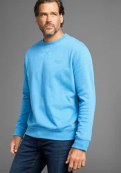 Man's World Sweatshirt Basic-Stil Rundhalsausschnitt Hellblau/Blau