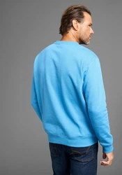 Man's World Sweatshirt Basic-Stil Rundhalsausschnitt Hellblau/Blau