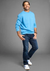 Man's World Sweatshirt Basic-Stil Rundhalsausschnitt Hellblau/Blau
