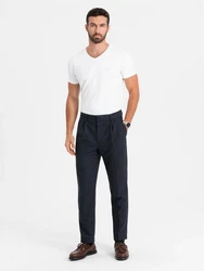 OMBRE T-Shirt mit V-Ausschnitt SLIM FIT Weiß/Creme