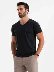 OMBRE T-Shirt mit V-Ausschnitt SLIM FIT Schwarz/Hellblau/Rot/Dunkelblau