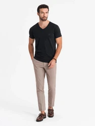 OMBRE T-Shirt mit V-Ausschnitt SLIM FIT Schwarz/Hellblau/Rot/Dunkelblau