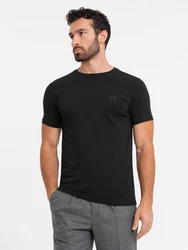 OMBRE T-Shirt Slim Fit Schwarz/Dunkelgrau/Rot