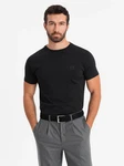 OMBRE T-Shirt Slim Fit Schwarz/Dunkelgrau/Rot