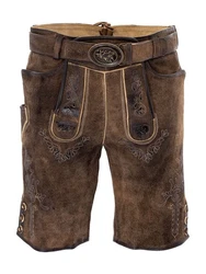 Maddox Trachtenlederhose HOPFENSEE Dunkelbraun/Braun/Khaki/Beige/Dunkelrot