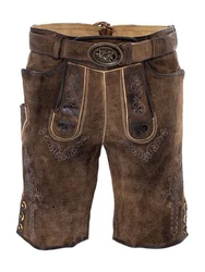 Maddox Trachtenlederhose HOPFENSEE Dunkelbraun/Braun/Khaki/Beige/Dunkelrot