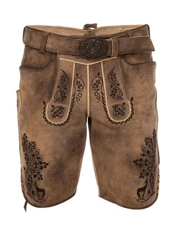 Maddox Trachtenlederhose ALLNERSEE Braun/Dunkelbraun/Khaki/Beige/Dunkelrot