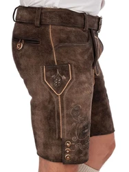 Maddox Trachtenlederhose KAUTSEE Dunkelbraun/Braun/Dunkelrot/Khaki