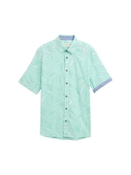 TOM TAILOR Kurzarmhemd Comfort Fit Blau/Grün/Türkis