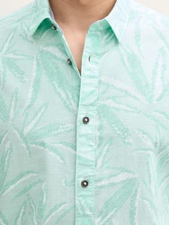 TOM TAILOR Kurzarmhemd Comfort Fit Blau/Grün/Türkis
