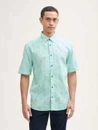 Kurzarmhemd Comfort Fit Hemd mit Palmen-Print
